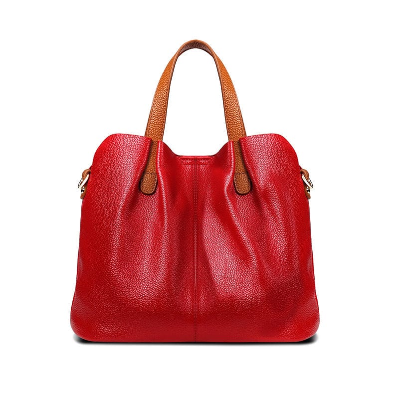 Women&#39;s Contrast Color Leather Shoulder Crossbody Cattle Leather Bag