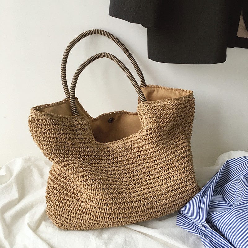 Marrakech Straw Bag Large Capacity Woven Tote+free silk scarf