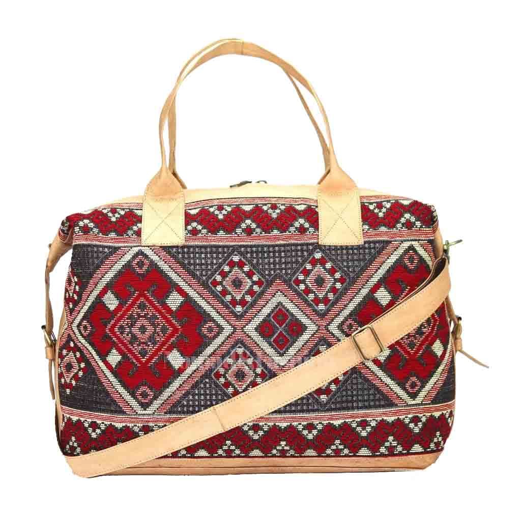 Travel bag Leather with kilim Shoulder Duffle Bag weekender