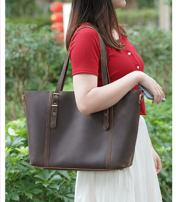 Vintage Style Ladies Genuine Leather Shoulder Bag Women Leather Handbag Tote Bag