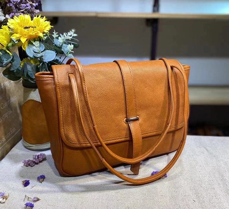 Vegetable Tanned Leather Large Capacity Single Shoulder Retro Messenger Bag