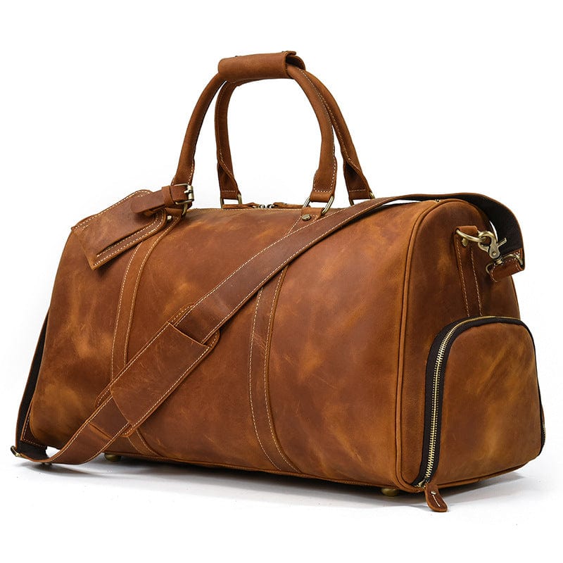 Men&#39;s Retro Leather Travel First Layer Cowhide Luggage Bag