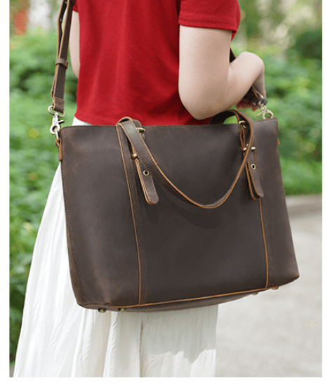 Vintage Style Ladies Genuine Leather Shoulder Bag Women Leather Handbag Tote Bag