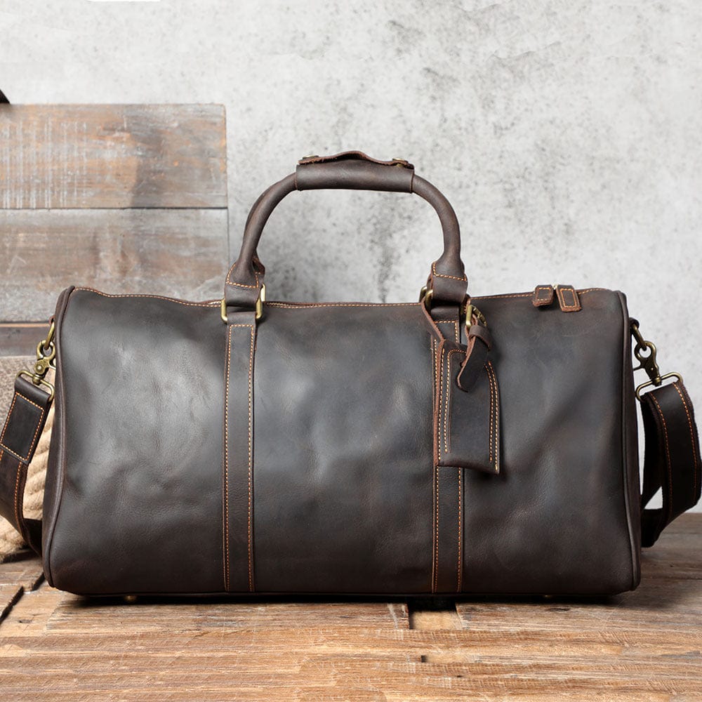 First Layer Cowhide Travel Bag Men&#39;s Large Capacity Retro Handbag