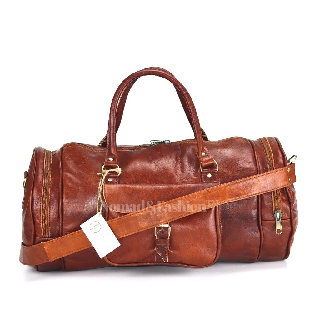 Duffle Bag Carry On Travel Weekender Overnight Bag with Leather Shoulder Strap