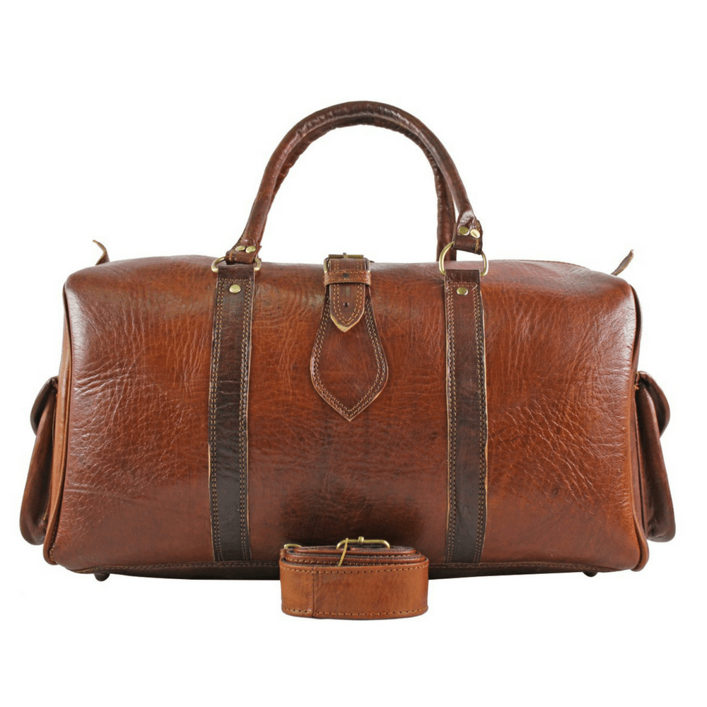 Genuine Handmade leather duffel gym overnight weekender luggage travel bag