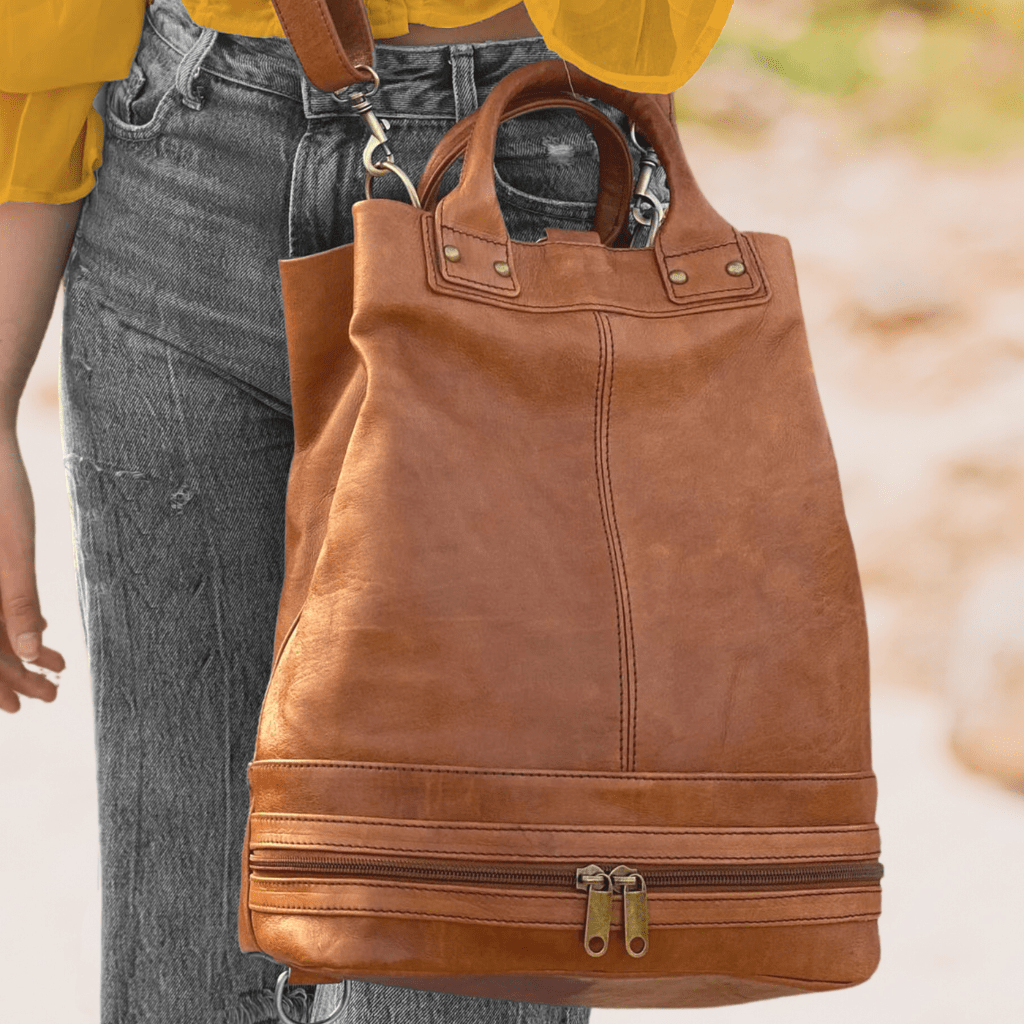 Handmade Leather Bucket Bag-Safari collection-Free Shipping