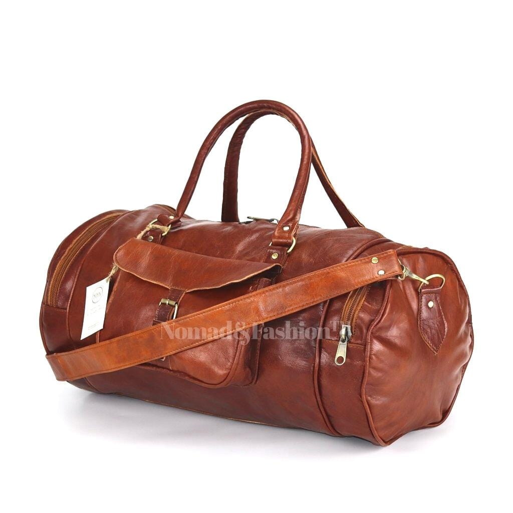 Duffle Bag Carry On Travel Weekender Overnight Bag with Leather Shoulder Strap