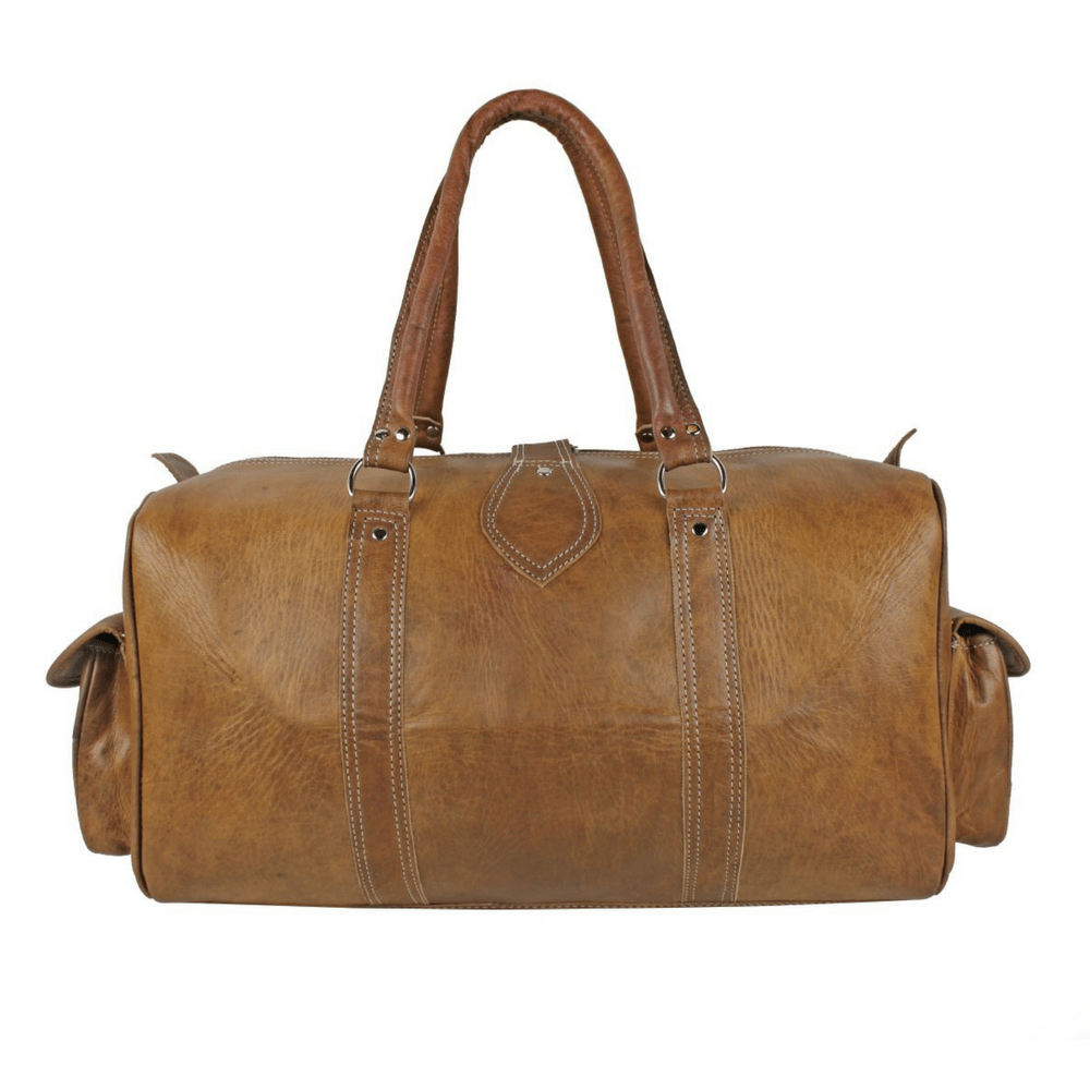 Genuine Handmade leather duffel gym overnight weekend Natural luggage travel bag - nomad&amp;fashion
