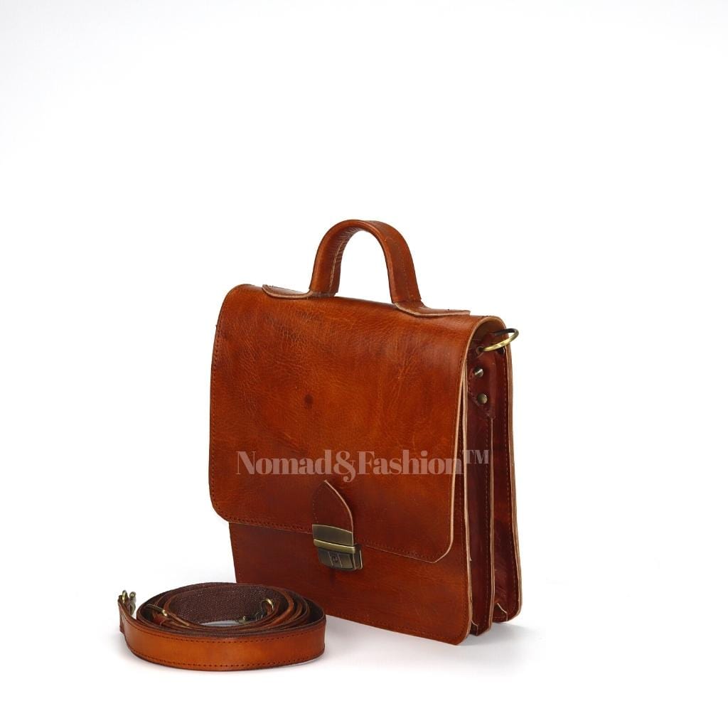 Leather Messenger Bag for Men Women Full Grain Leather Laptop Satchel Office Shoulder Bag by Rustic Town
