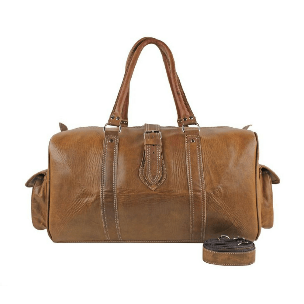 Genuine Handmade leather duffel gym overnight weekend Natural luggage travel bag - nomad&amp;fashion