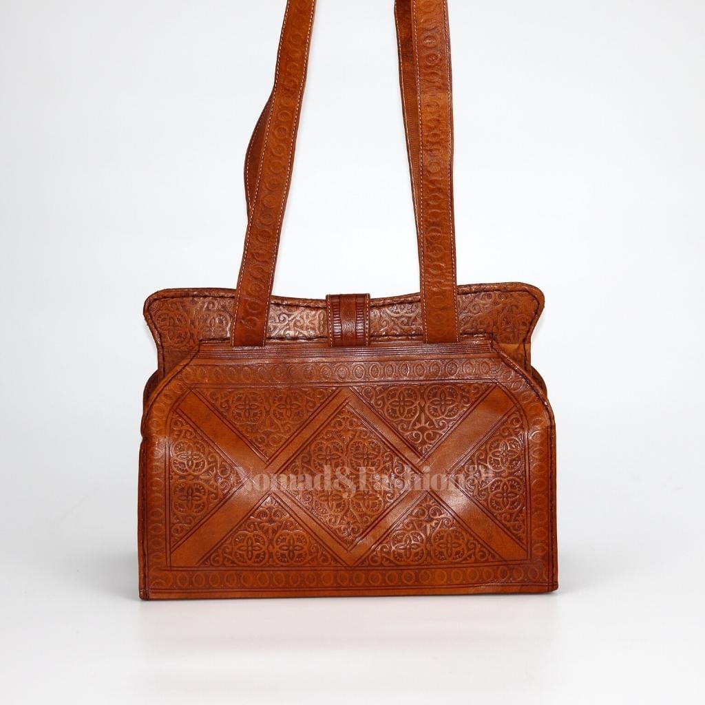 Engraved Leather Small Bag shoulder Bohemian Bag