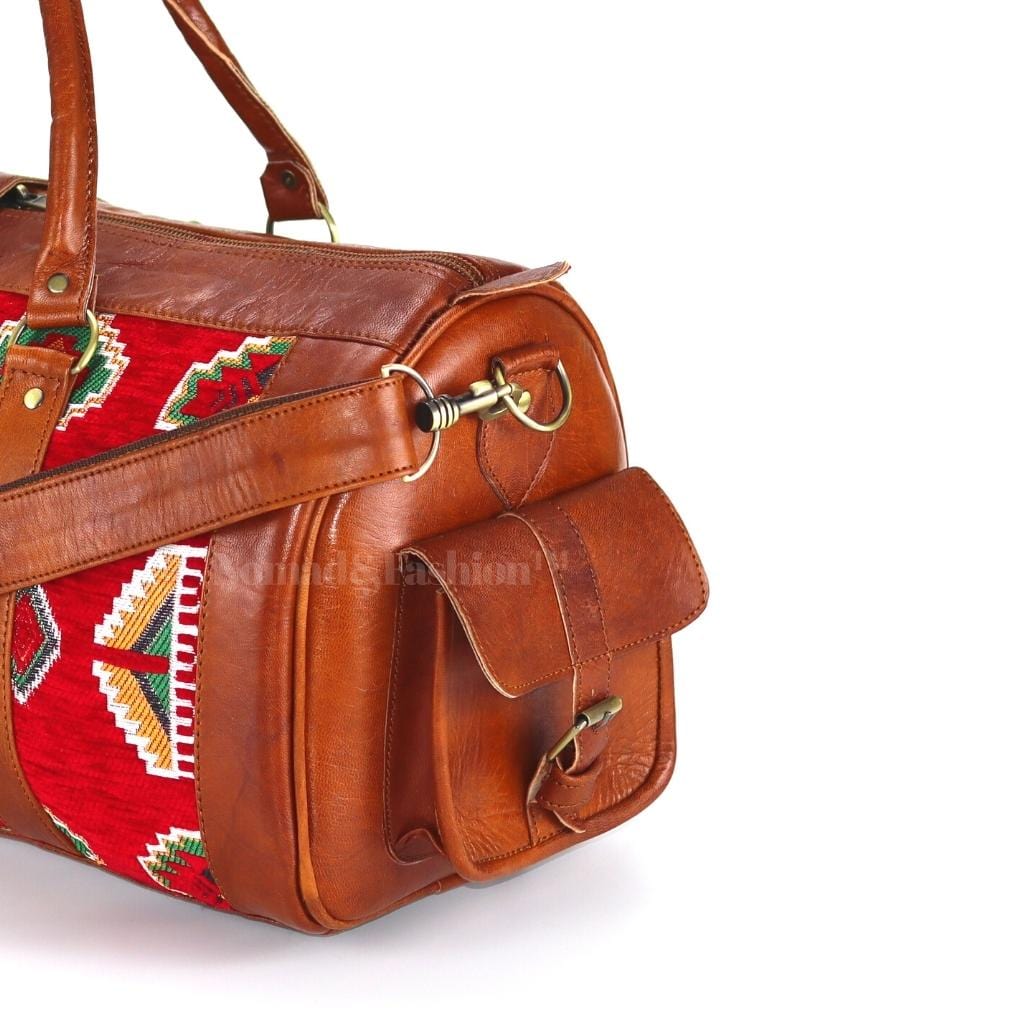 Kilim Travel Bag Unisex Bag Genuine Leather Duffle Large Carry On Travel Weekender Overnight Carryall Bag