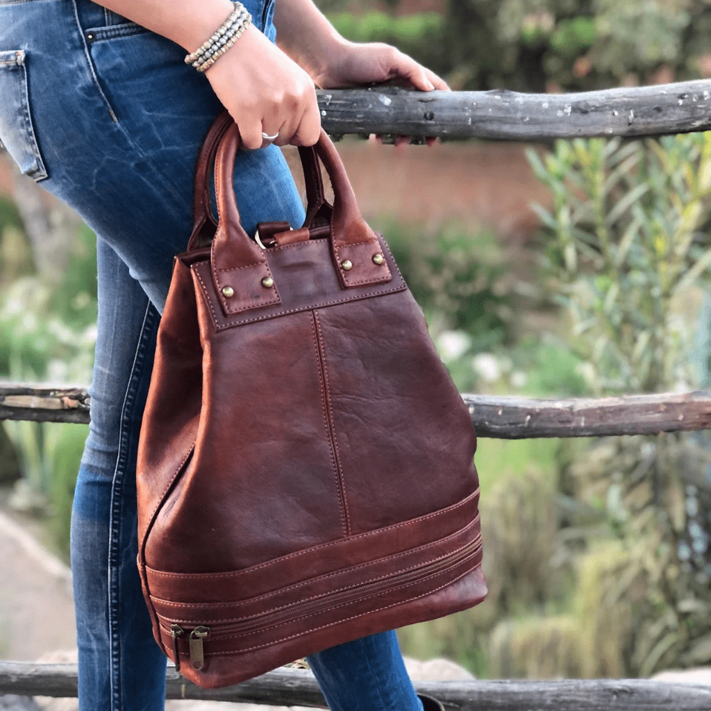 Handmade Leather Bucket Bag-Safari collection-Free Shipping