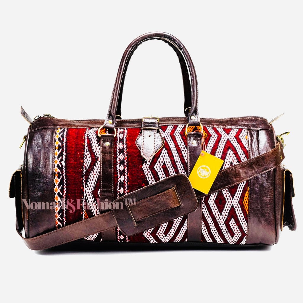 Marrakech Voyager Premium Leather Kilim Travel Bag