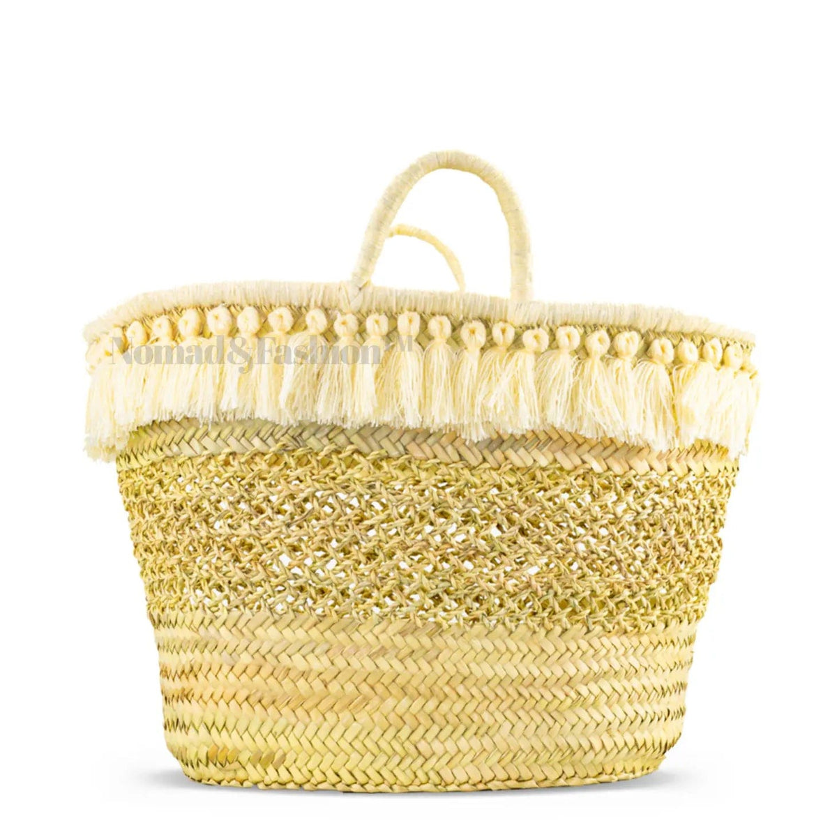 Straw Beach Bag with Tassels - French Market Beach Basket